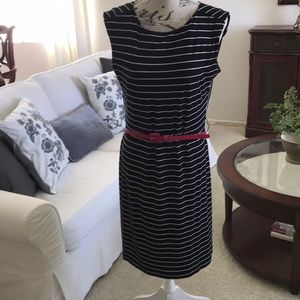 Calvin Klein stoped dress with belt